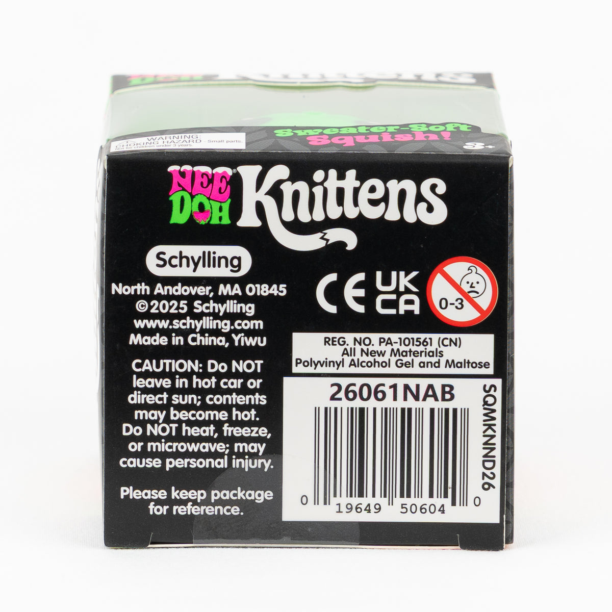 Knittens Sweater-soft Squish - Green — packaging details; assortment example, color/style supplied based on availability