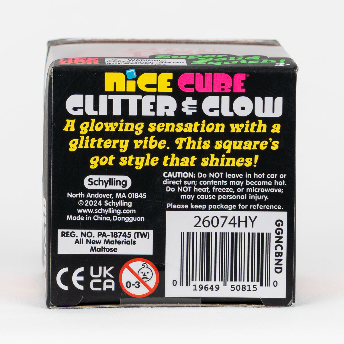 Nice Cube Glitter & Glow - Pink — packaging details; assortment example, color/style supplied based on availability