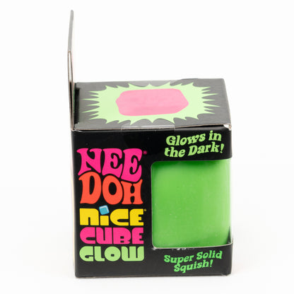 NeeDoh Nice Cube Glow, side of retail packaging.