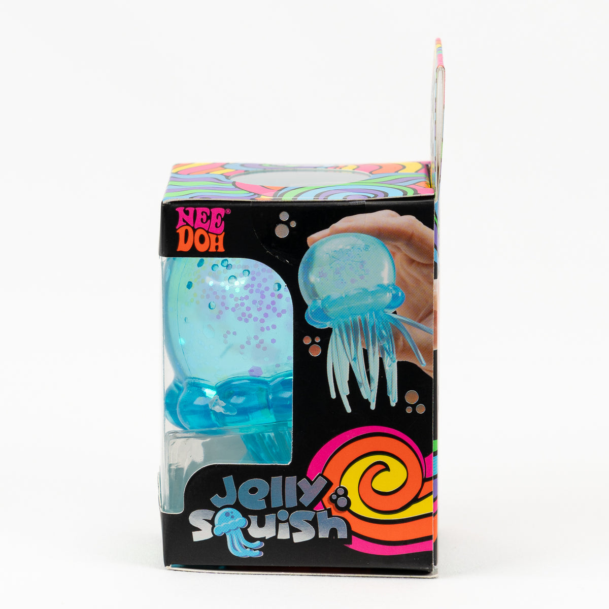 NeeDoh Jelly Squish Jellyfish, opposite side of retail packaging.