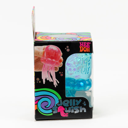 NeeDoh Jelly Squish Jellyfish, side of retail packaging.