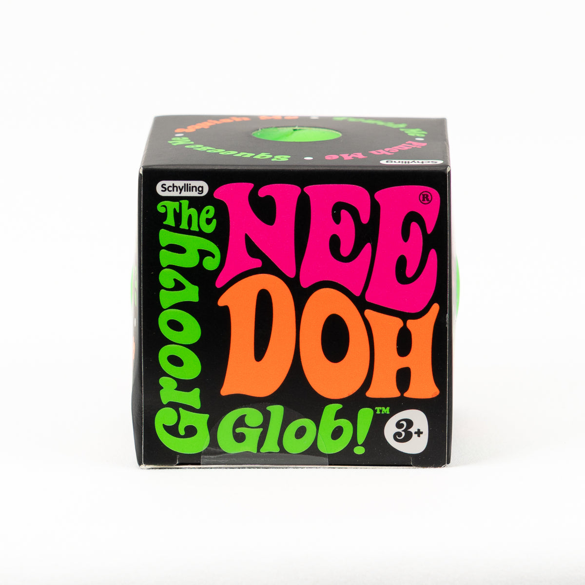 NeeDoh Groovy Glob Classic - Green, front of retail packaging.