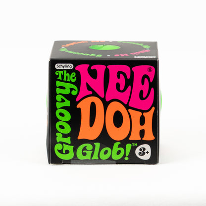 NeeDoh Groovy Glob Classic - Green, front of retail packaging.