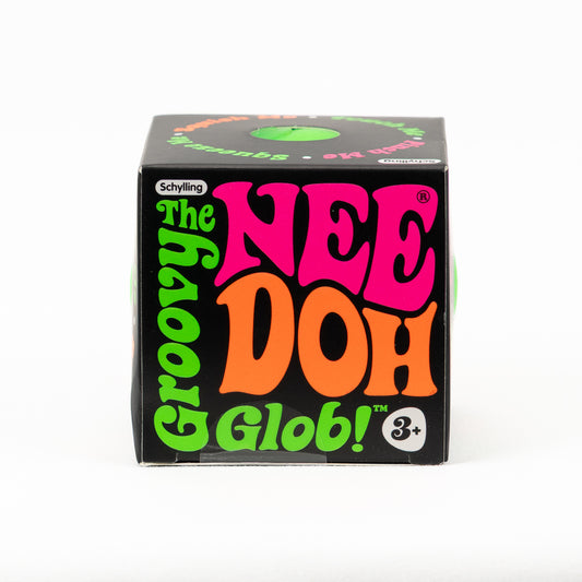 NeeDoh Groovy Glob Classic - Green, front of retail packaging.