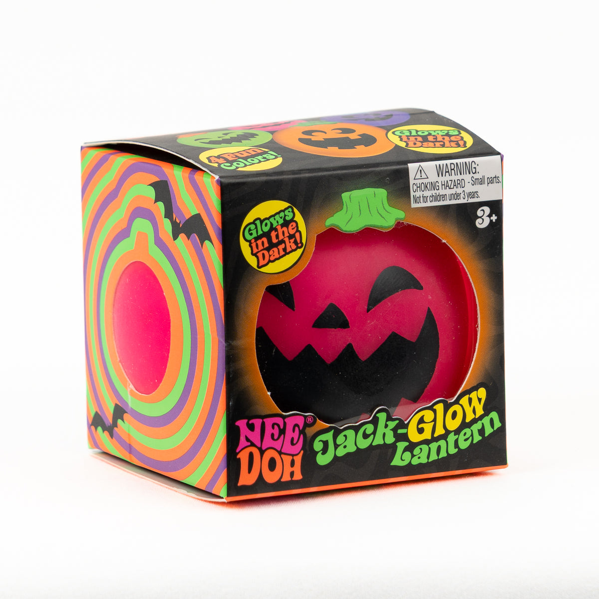 NeeDoh Jack-Glow Lantern - Pink, angled front view of retail packaging.