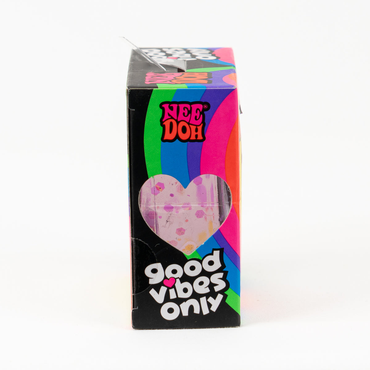 NeeDoh Good Vibes, side of retail packaging.