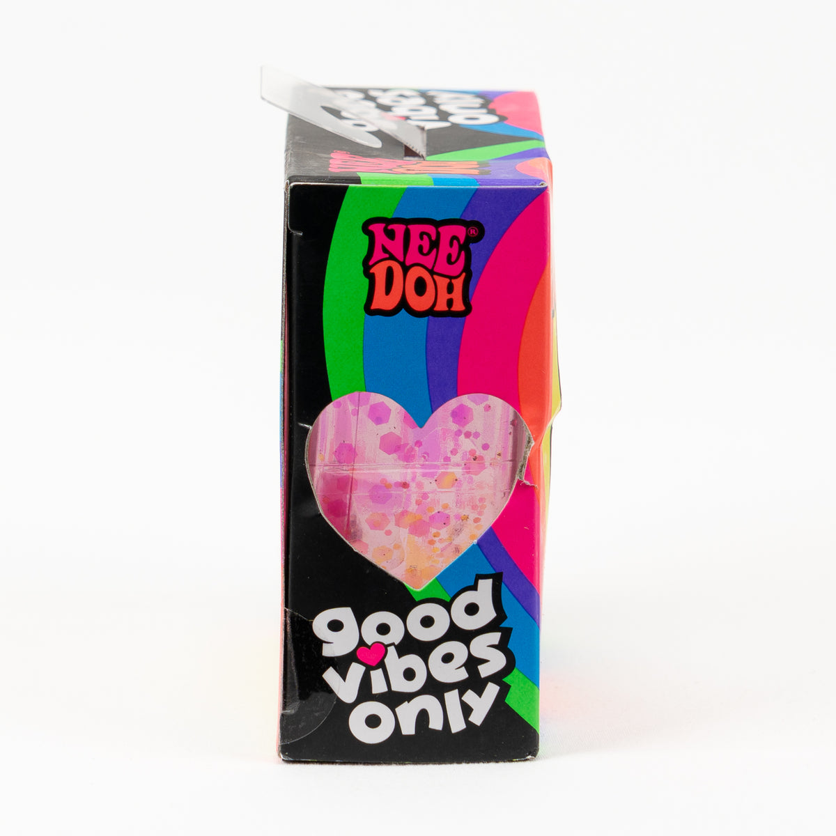 NeeDoh Good Vibes, side of retail packaging.