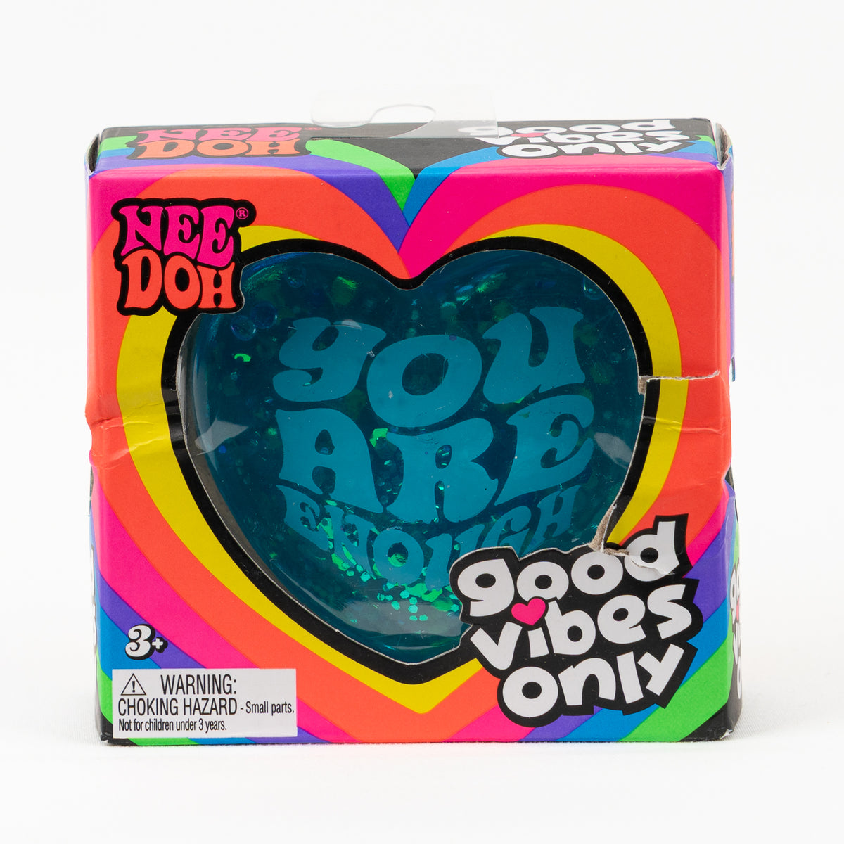 NeeDoh Good Vibes - Blue - You Are Enough, front of retail packaging.