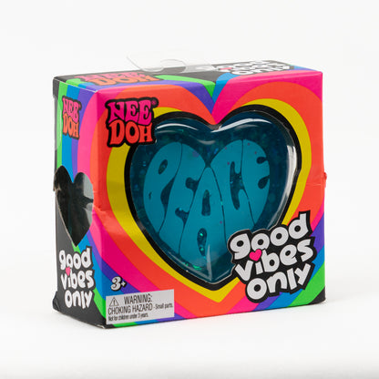 NeeDoh Good Vibes - Blue - Peace, angled front view of retail packaging.