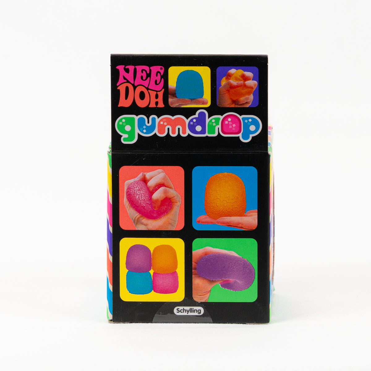 NeeDoh Gumdrop, back panel with package artwork.