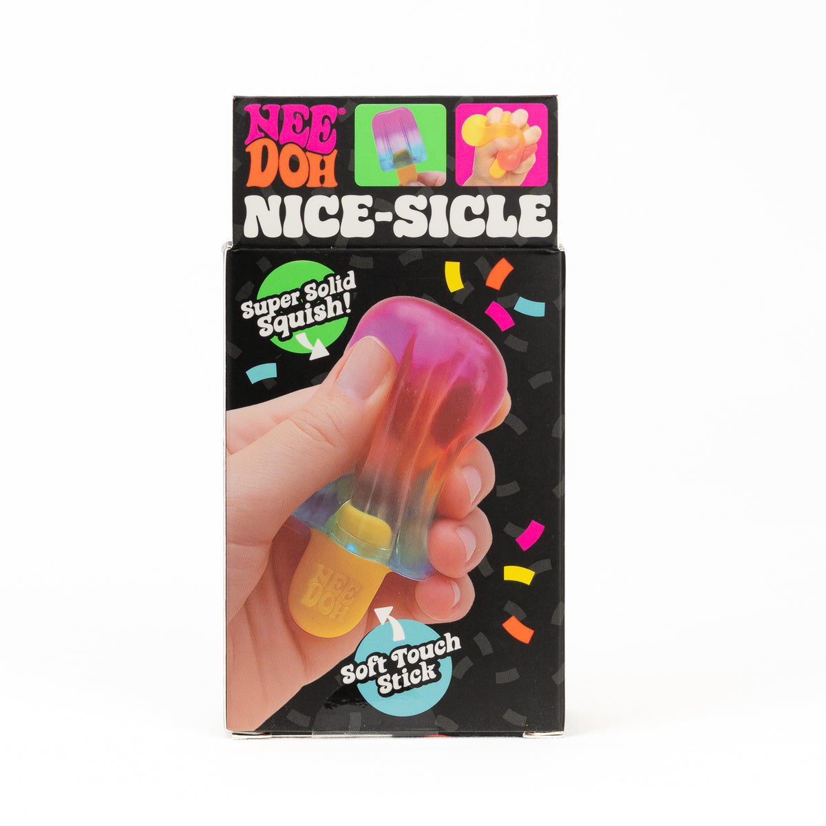 NeeDoh Nice-sicle, back panel with package artwork.