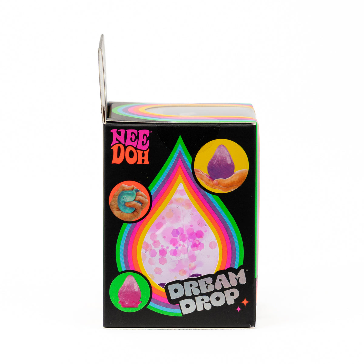 NeeDoh Dream Drop, side of retail packaging.