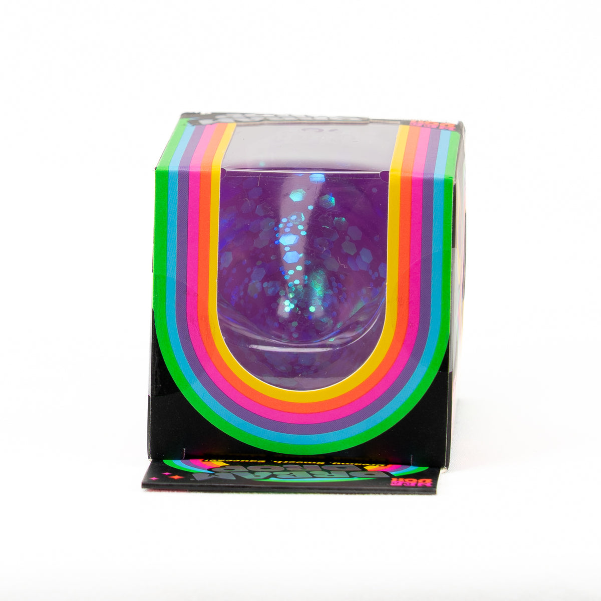 NeeDoh Dream Drop - Purple Glitter, top package window.