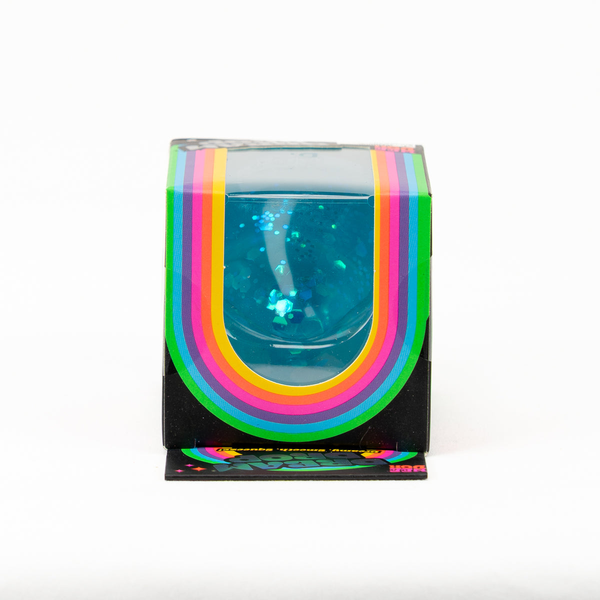 NeeDoh Dream Drop - Blue Glitter, top package window.