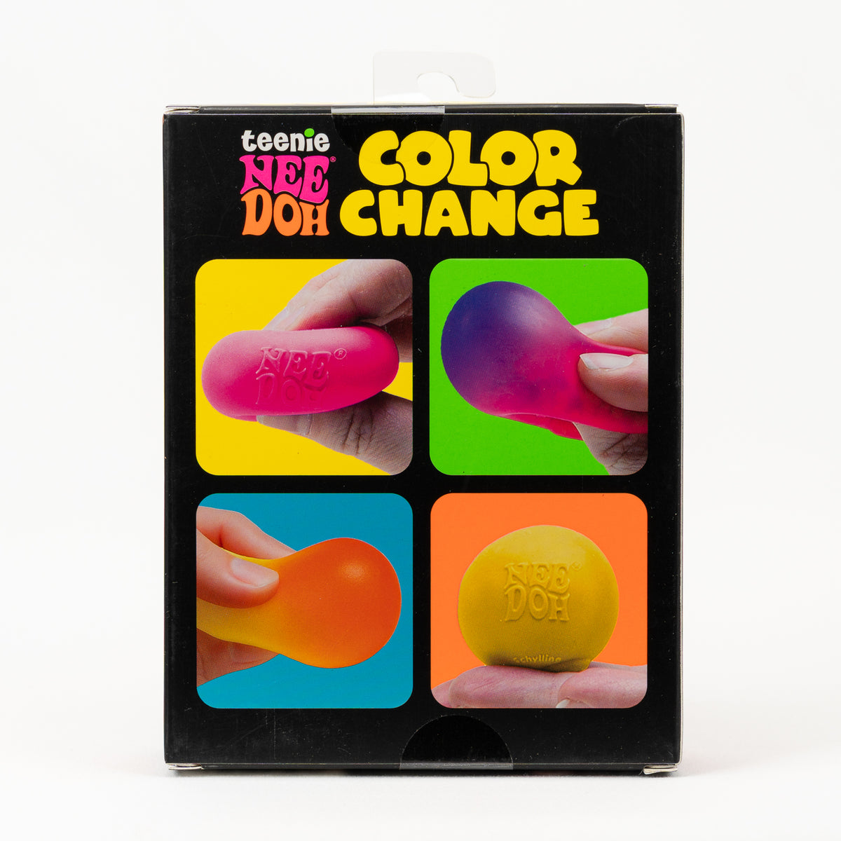 Teenie NeeDoh Color Change 4-Pack, back panel with package artwork.