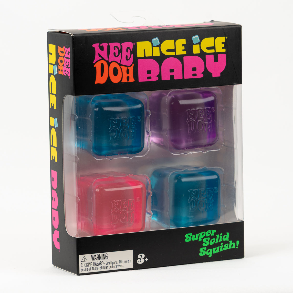 NeeDoh Nice Ice Baby 4-Pack, angled front view of retail packaging.