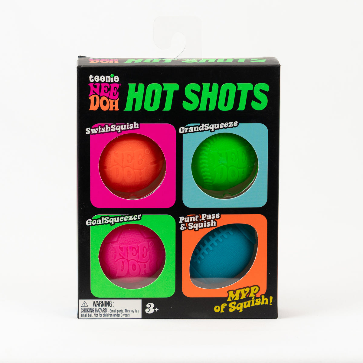 Teenie Hot Shots - 4 Pack — product and retail packaging; assortment example, color/style supplied based on availability