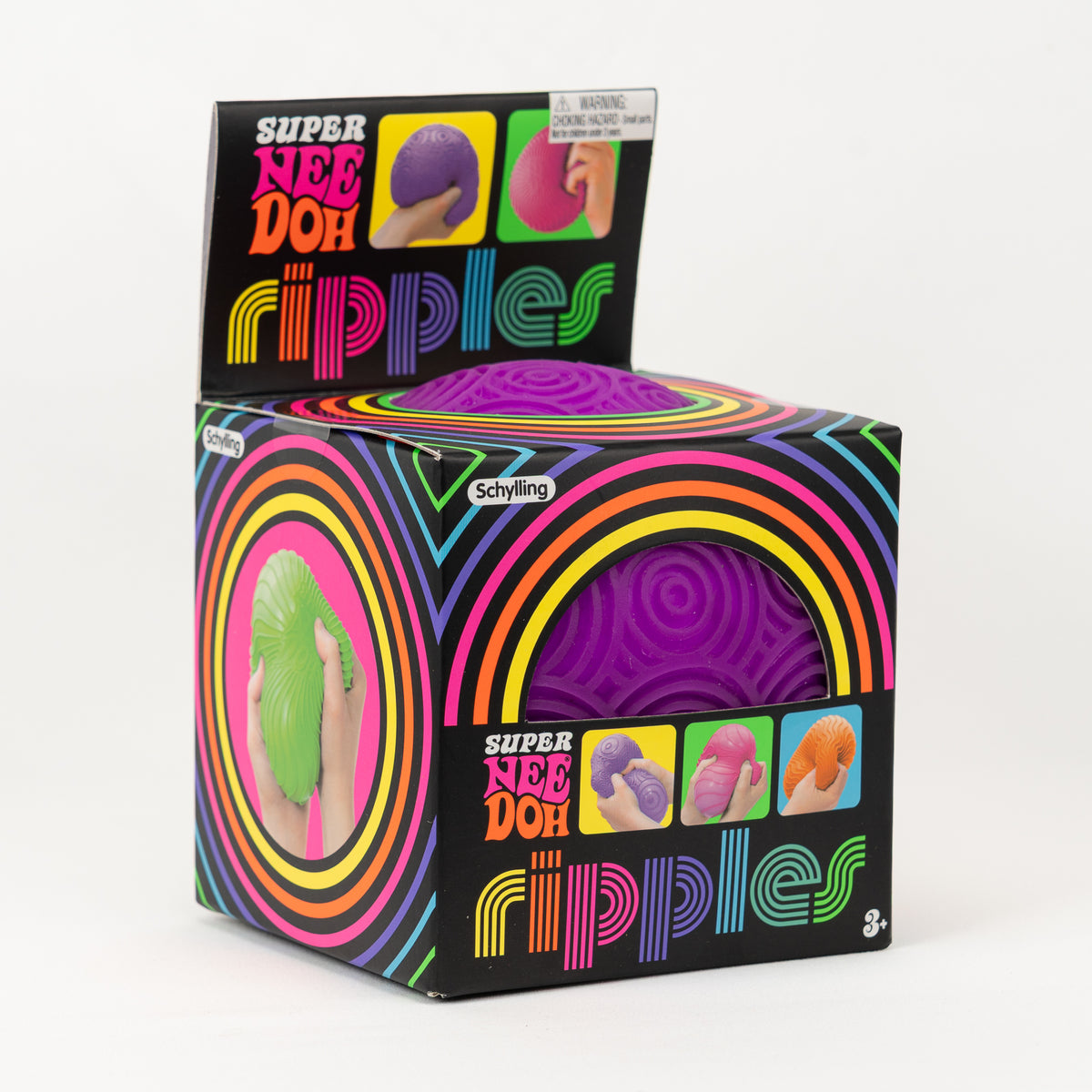 Super NeeDoh Ripples XL - Purple — product and retail packaging; assortment example, color/style supplied based on availability