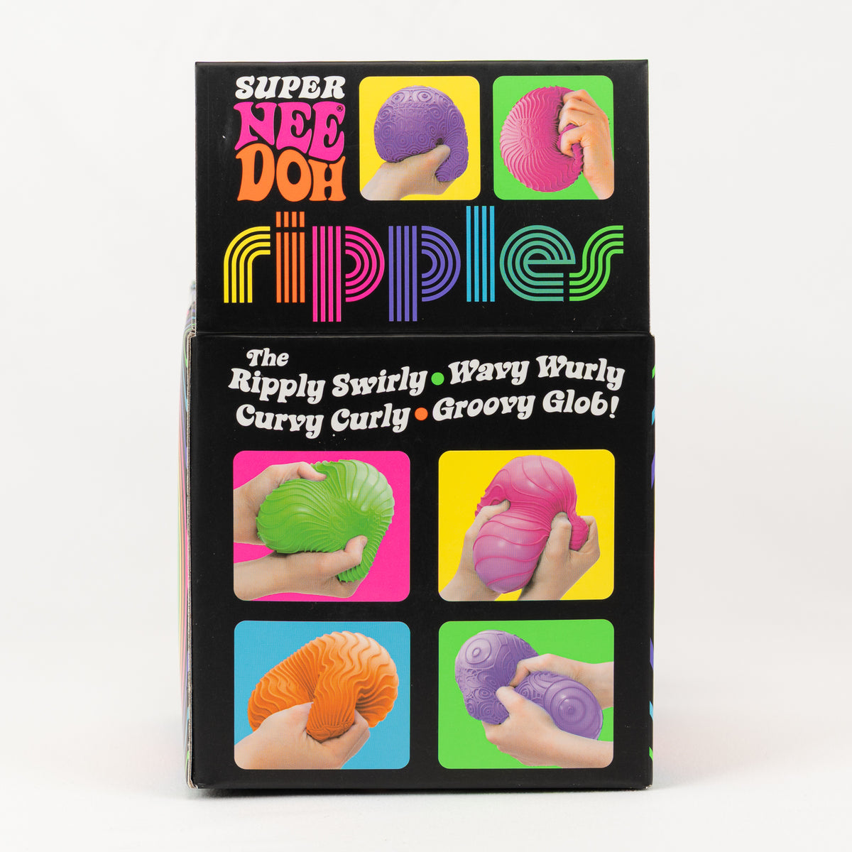 Super NeeDoh Ripples XL, back panel with package artwork.