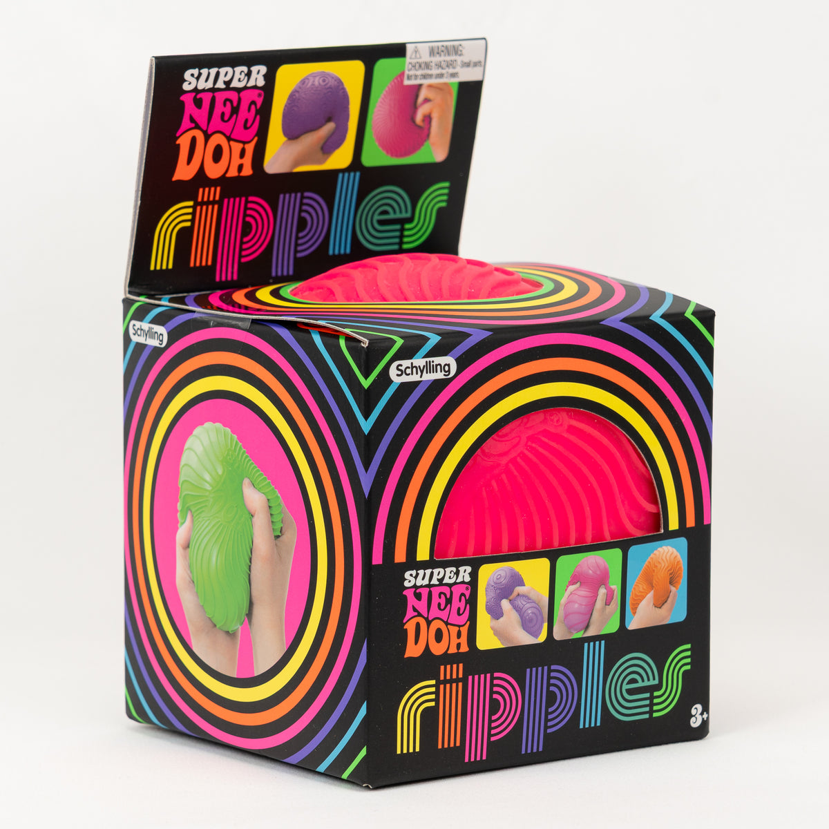 Super NeeDoh Ripples XL - Pink — product and retail packaging; assortment example, color/style supplied based on availability
