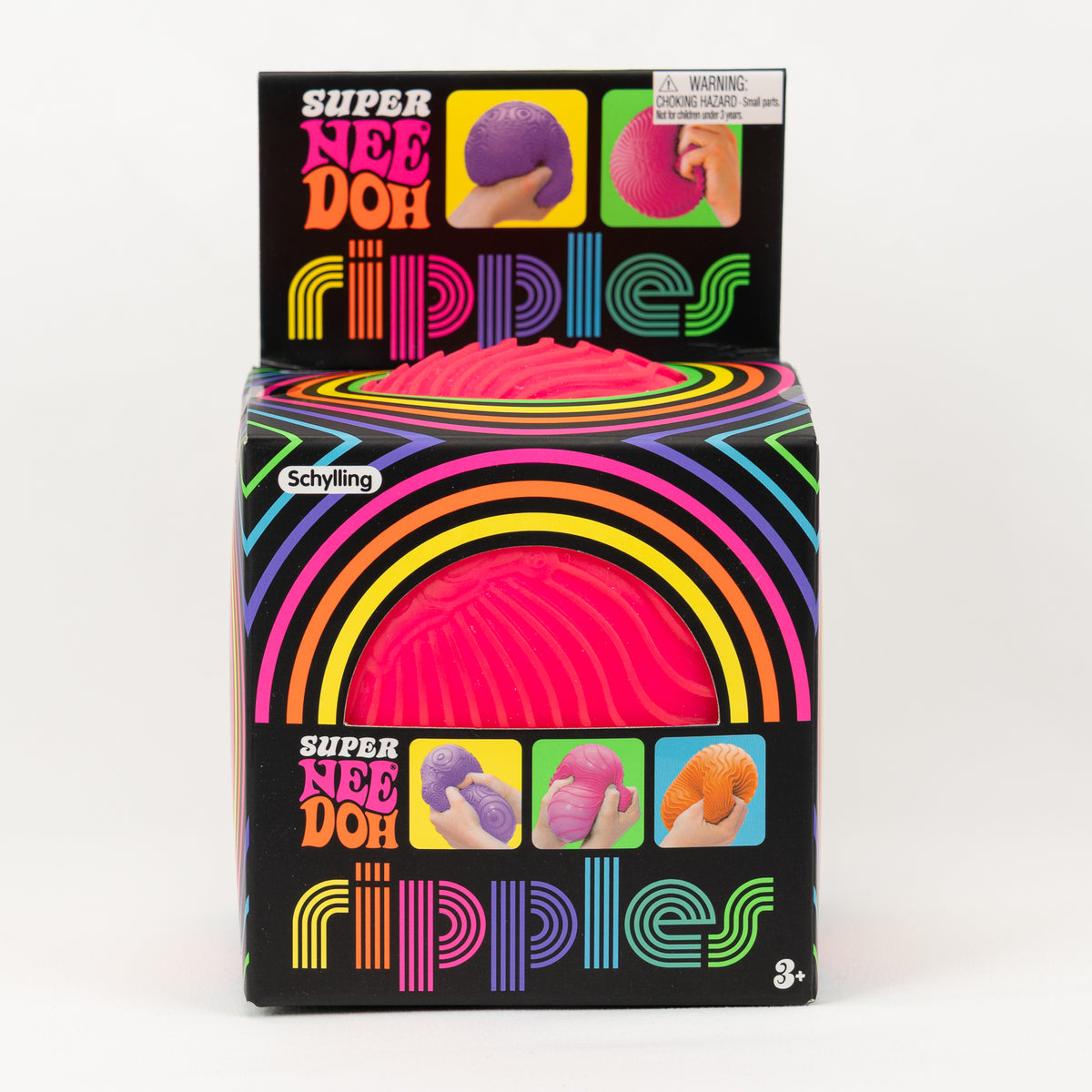 NeeDoh Super Ripples XL - Pink, front of retail packaging.