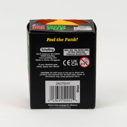 NeeDoh Funky Pup, packaging label with product and safety information.
