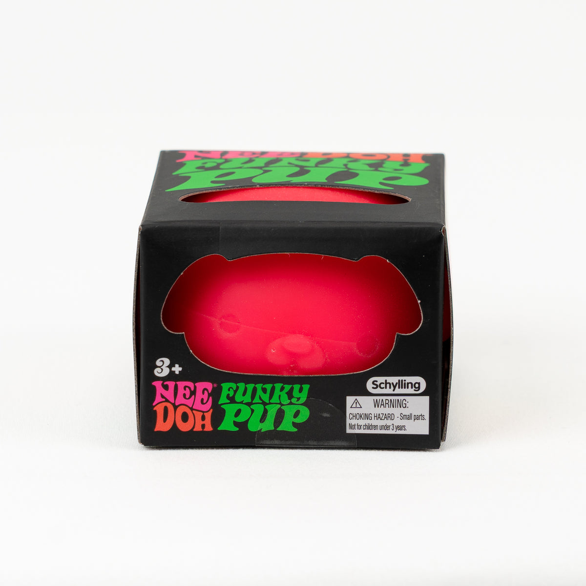 NeeDoh Funky Pup - Pink, front of retail packaging.