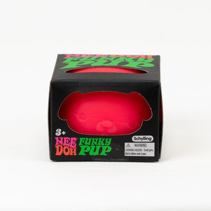 NeeDoh Funky Pup - Pink, front of retail packaging.