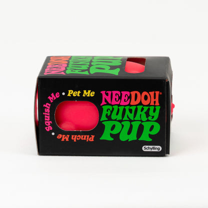 NeeDoh Funky Pup, side of retail packaging.