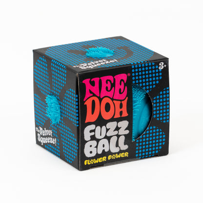 Fuzz Ball Flower Power - Blue — product and retail packaging; assortment example, color/style supplied based on availability