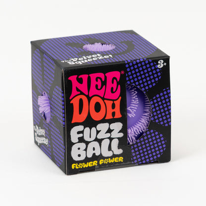 Fuzz Ball Flower Power - Purple — product and retail packaging; assortment example, color/style supplied based on availability