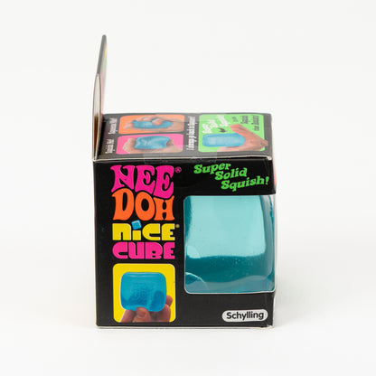 NeeDoh Nice Cube, side of retail packaging.