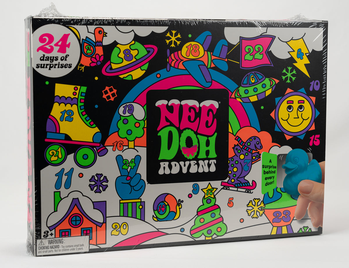 NeeDoh Squishmas Christmas Advent Calendar 24 Days, angled front view of retail packaging.