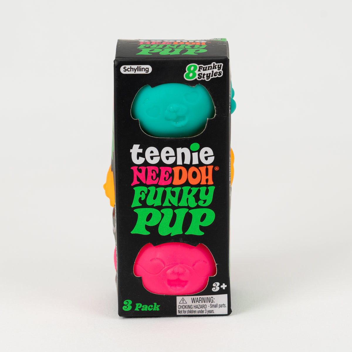 Teenie Funky Pup — product and retail packaging; assortment example, color/style supplied based on availability