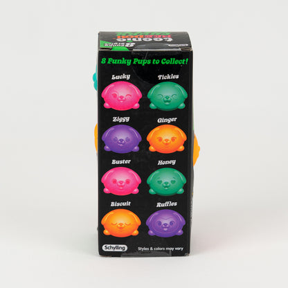 NeeDoh Teenie Funky Pup 3-Pack, back panel with package artwork.
