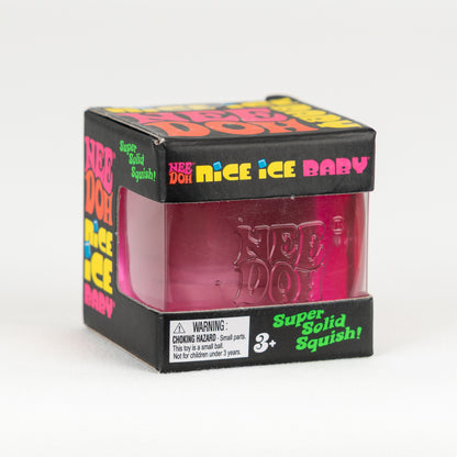 NeeDoh Nice Ice Baby - Pink, angled front view of retail packaging.