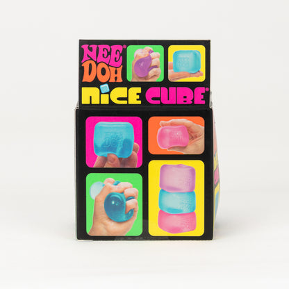 NeeDoh Nice Cube, back panel with package artwork.