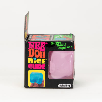 NeeDoh Nice Cube, side of retail packaging.
