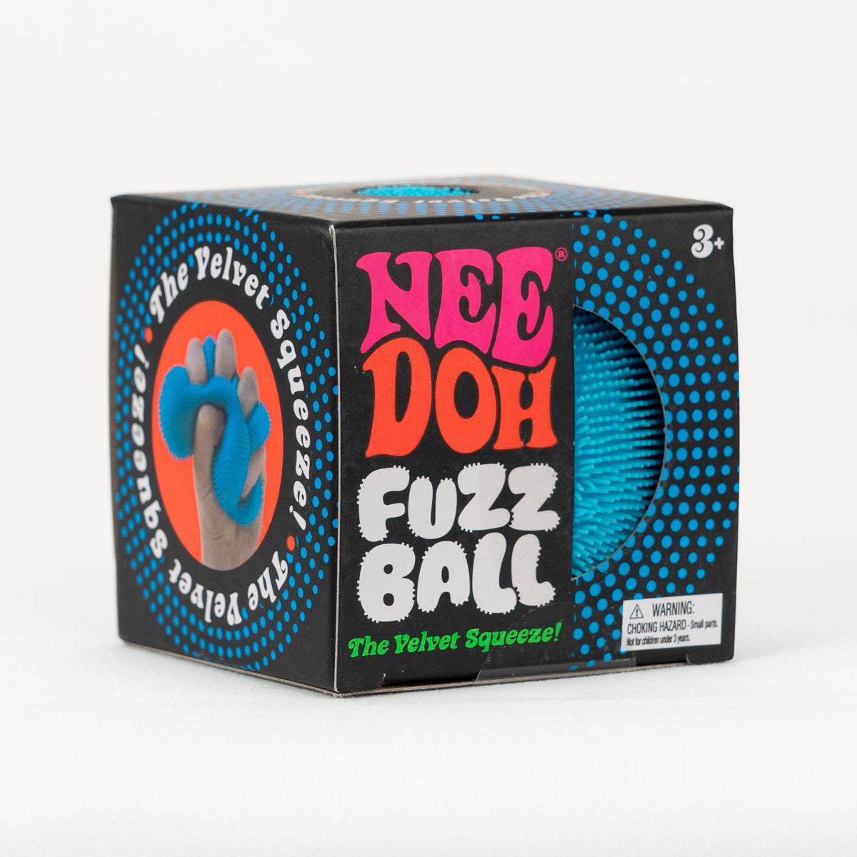 Fuzz Ball - Blue — product and retail packaging; assortment example, color/style supplied based on availability