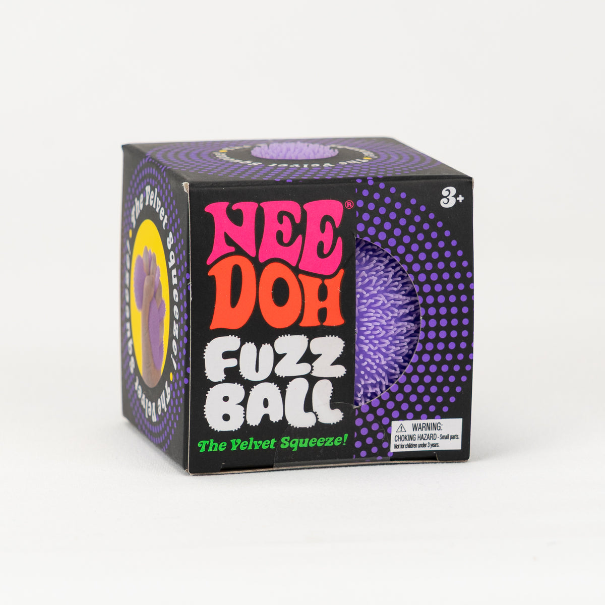 Fuzz Ball - Purple — product and retail packaging; assortment example, color/style supplied based on availability