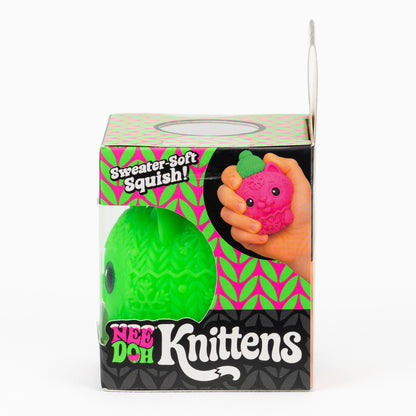 NeeDoh Knittens Sweater-Soft Squish, opposite side panel of retail packaging.