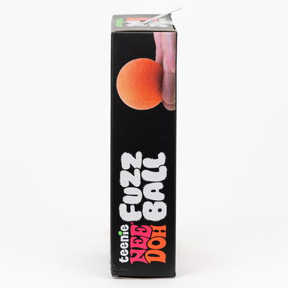 NeeDoh Teenie Fuzz Ball 4-Pack, opposite side panel of retail packaging.