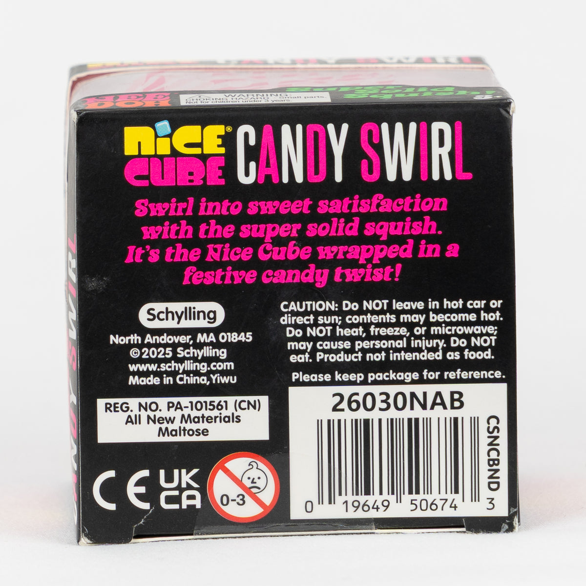 Nice Cube Candy Swirl — packaging details; assortment example, color/style supplied based on availability