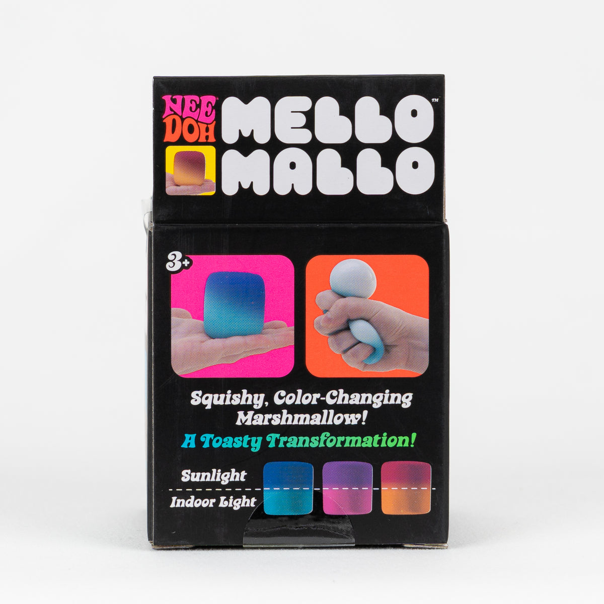 NeeDoh Mello Mallo, back panel with package artwork.