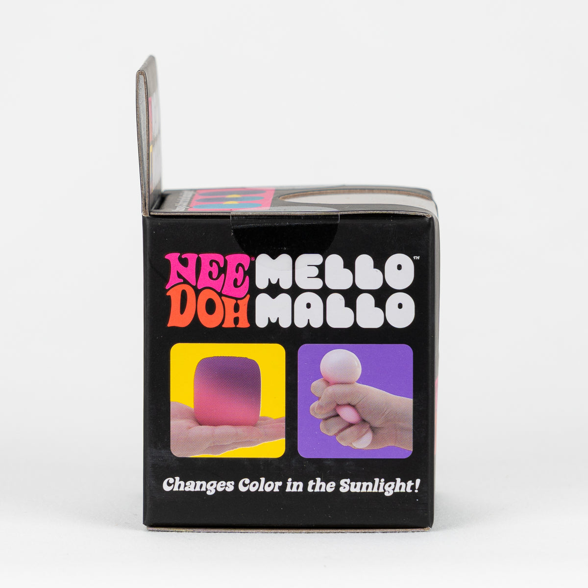 NeeDoh Mello Mallo, side panel of retail packaging.