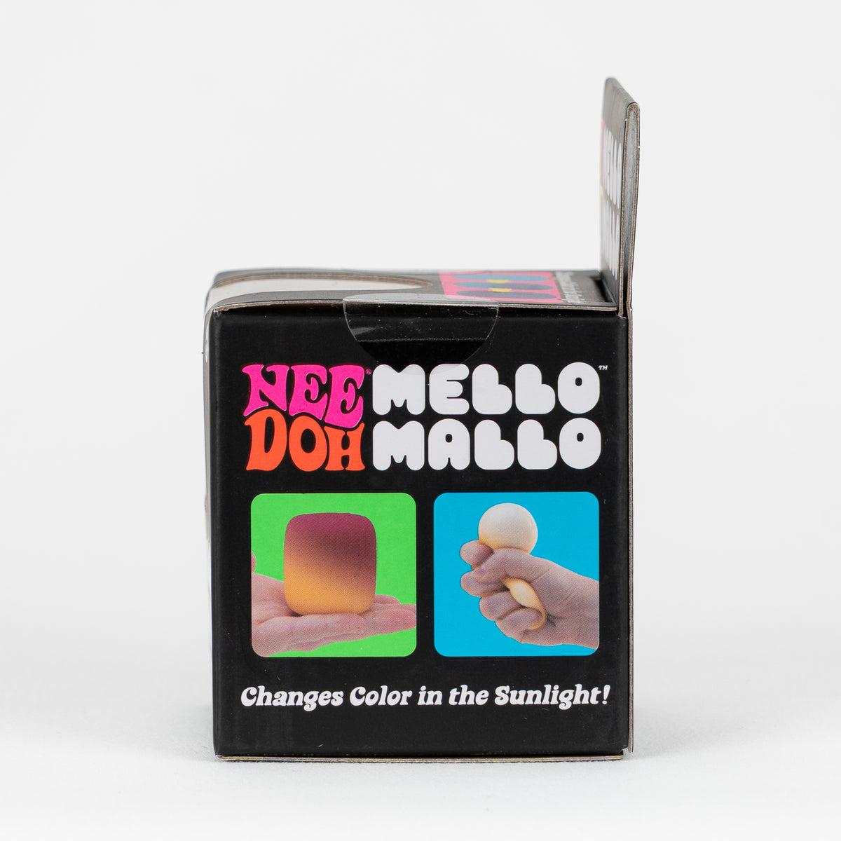 NeeDoh Mello Mallo, opposite side panel of retail packaging.