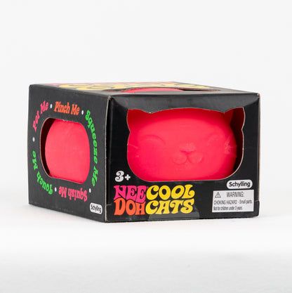 NeeDoh Cool Cats - Pink, angled front view of retail packaging.