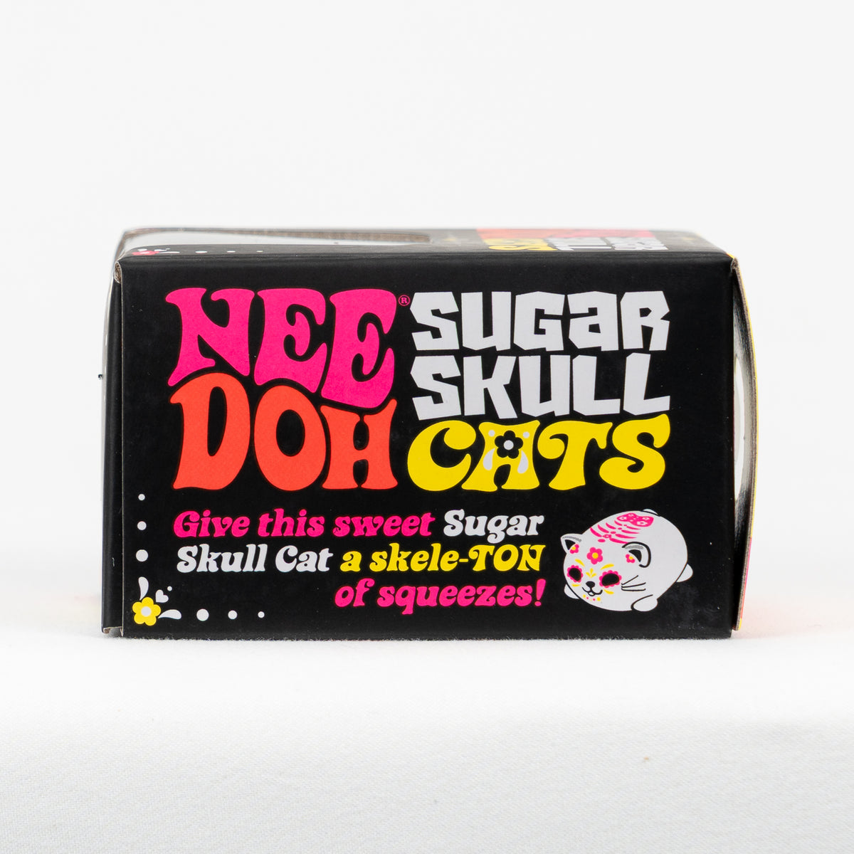 NeeDoh Sugar Skull Doh Cats, opposite side panel of retail packaging.