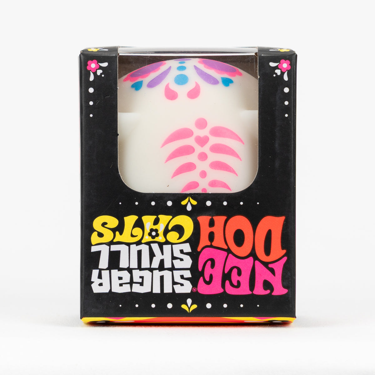 NeeDoh Sugar Skull Doh Cats, top panel of retail packaging.