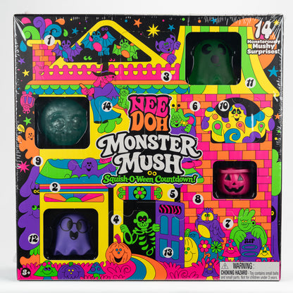 Monster Mush - 14-Piece Halloween Countdown — product and retail packaging; assortment example, color/style supplied based on availability